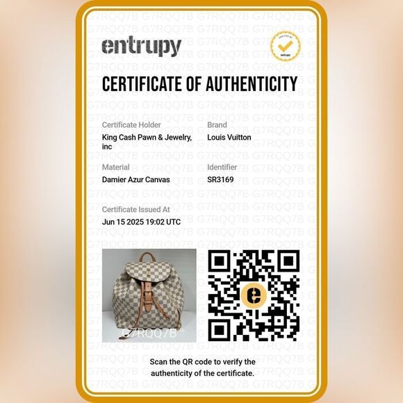 Louis Vuitton Sperone Backpack White Leather Damier Azur, Pink Lining - Picture 2 of 14